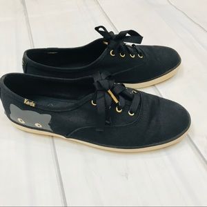 Taylor Swift Cat Keds Size 6 Black with Ribbons